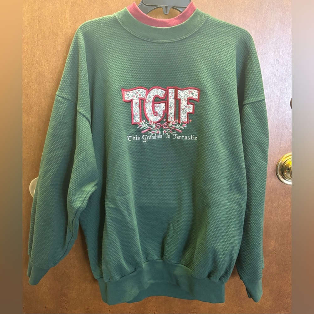 Me Energy Sportswear Vintage Embroidered Grandma Crewneck